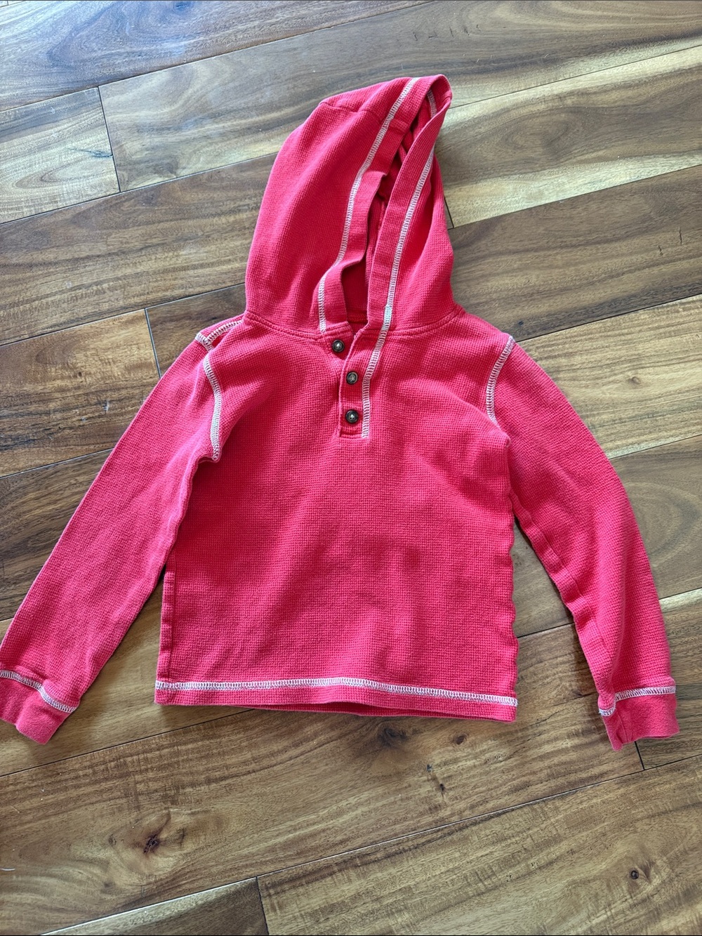 Carter's Coral Red Hooded Henley Sweatshirt